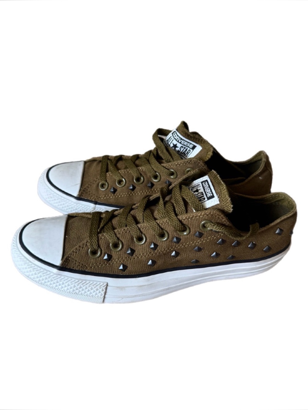 Converse Rare All Star Olive Drab Diamond Studded Women’s Sneakers Size 9